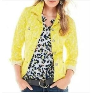 Cabi Field of Daisies Yellow White Floral Utility Casual Jacket Size Medium